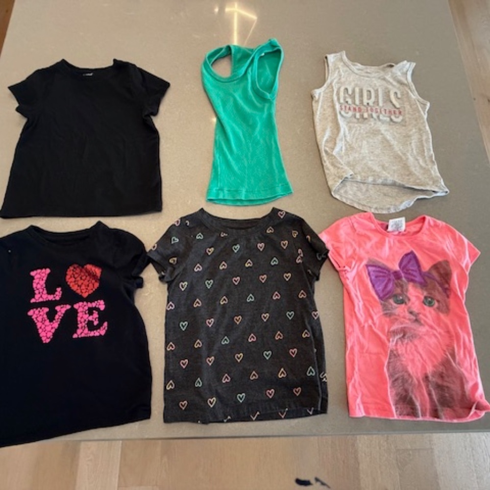 Bundle 12 Little Girl Short Sleeve (10) &  Sleeveless (2) Cotton XS T-Shirts & S - Picture 6 of 6